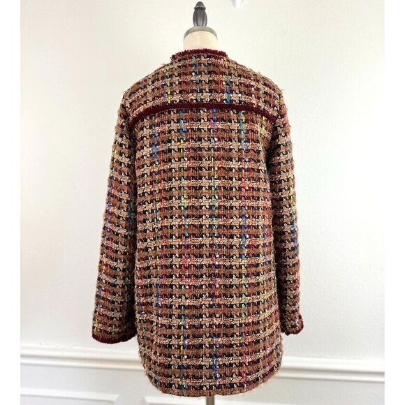 ANTHROPOLOGIE Ett Twa Jacket Wool Blend Size S Arlequin Tweed Mid Length Coat - Picture 7 of 14